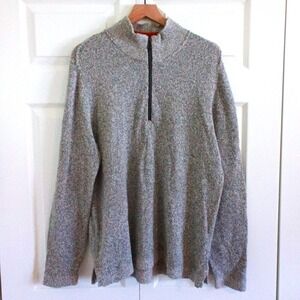 Men's Carbon 2 Cobalt Quarter Zip Sweater Size L Long Sleeves Marled Grey